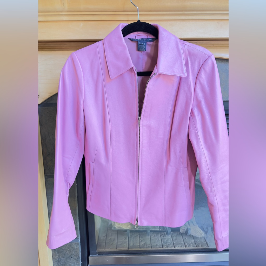 Catherine Stewart Boutique Brand Pink Leather Jacket Small